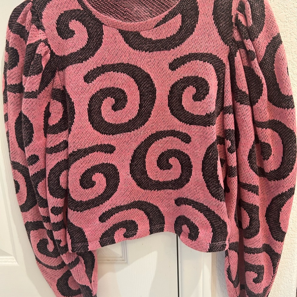 Zara Pink and Black Swirl Pattern Sweater
